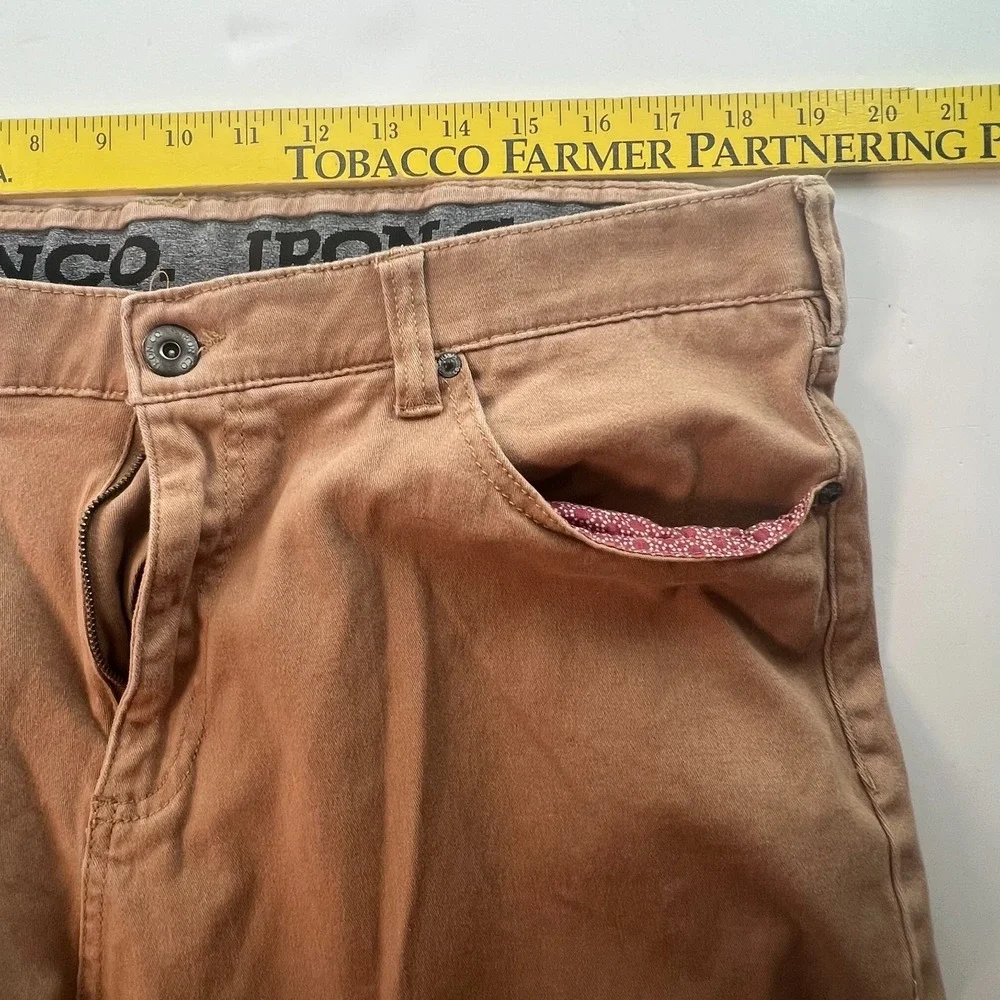 Iron Co Men's Jeans 38x30 Actual 28L Khaki Tan Brushed Cotton Stretch Denim‎